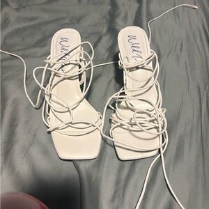 Wild Pair White Lace-Up Heels